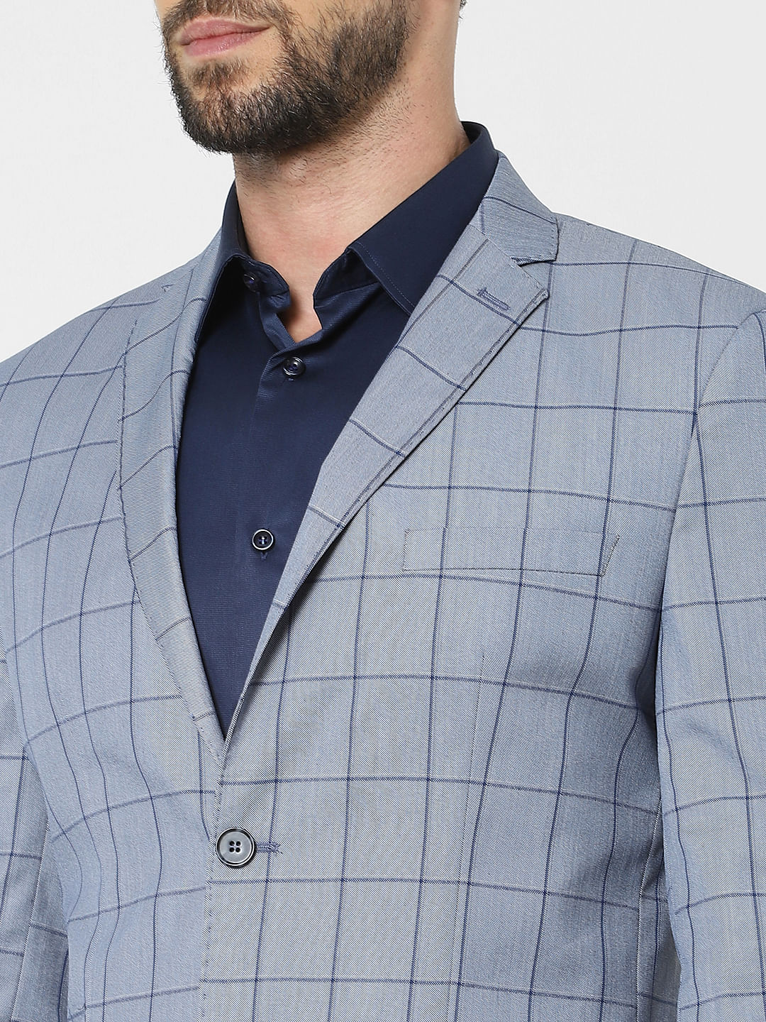 mens light blue check suit