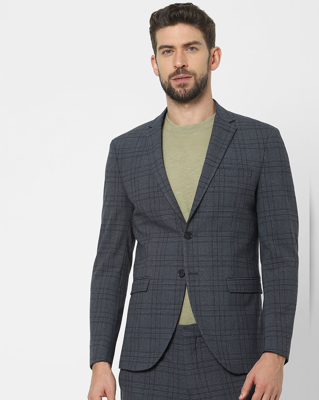 Buy Dark Grey Check Slim Fit Suit Blazer For Men Online At Selected Homme |  278312201