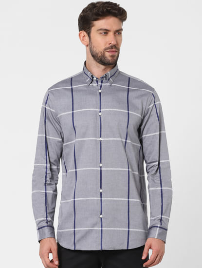 Grey Check Full Sleeves Shirt