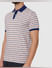 White Striped Contrast Tipping Polo Neck T-Shirt