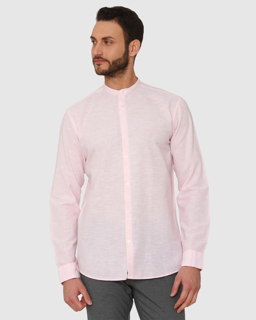 Pink Faded Regular Fit Full Sleeves Shirt