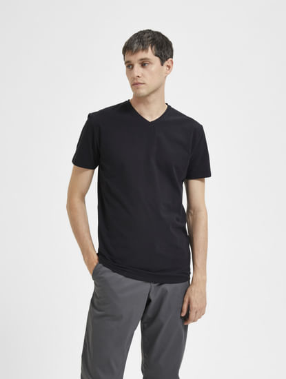 Black Organic Cotton V-Neck T-shirt