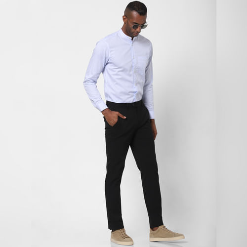 BESTSELLER CLOTHING Blue Striped Formal Full Sleeves Shirt