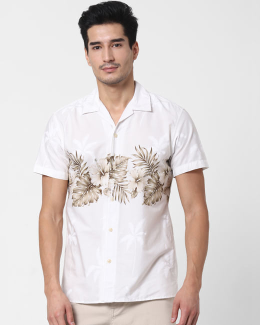 White Palm Tree Print Shirt