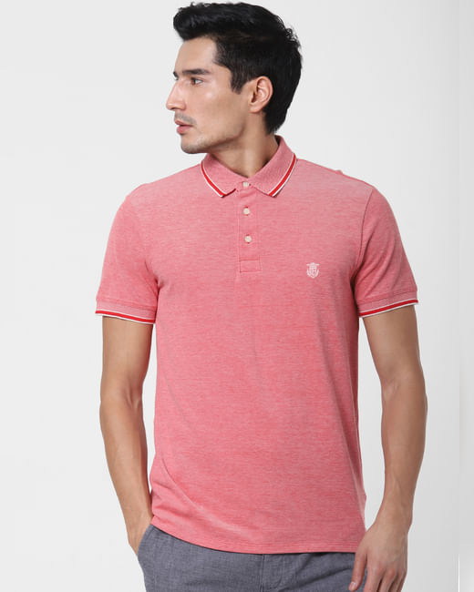 Red Contrast Tipping Polo T-shirt