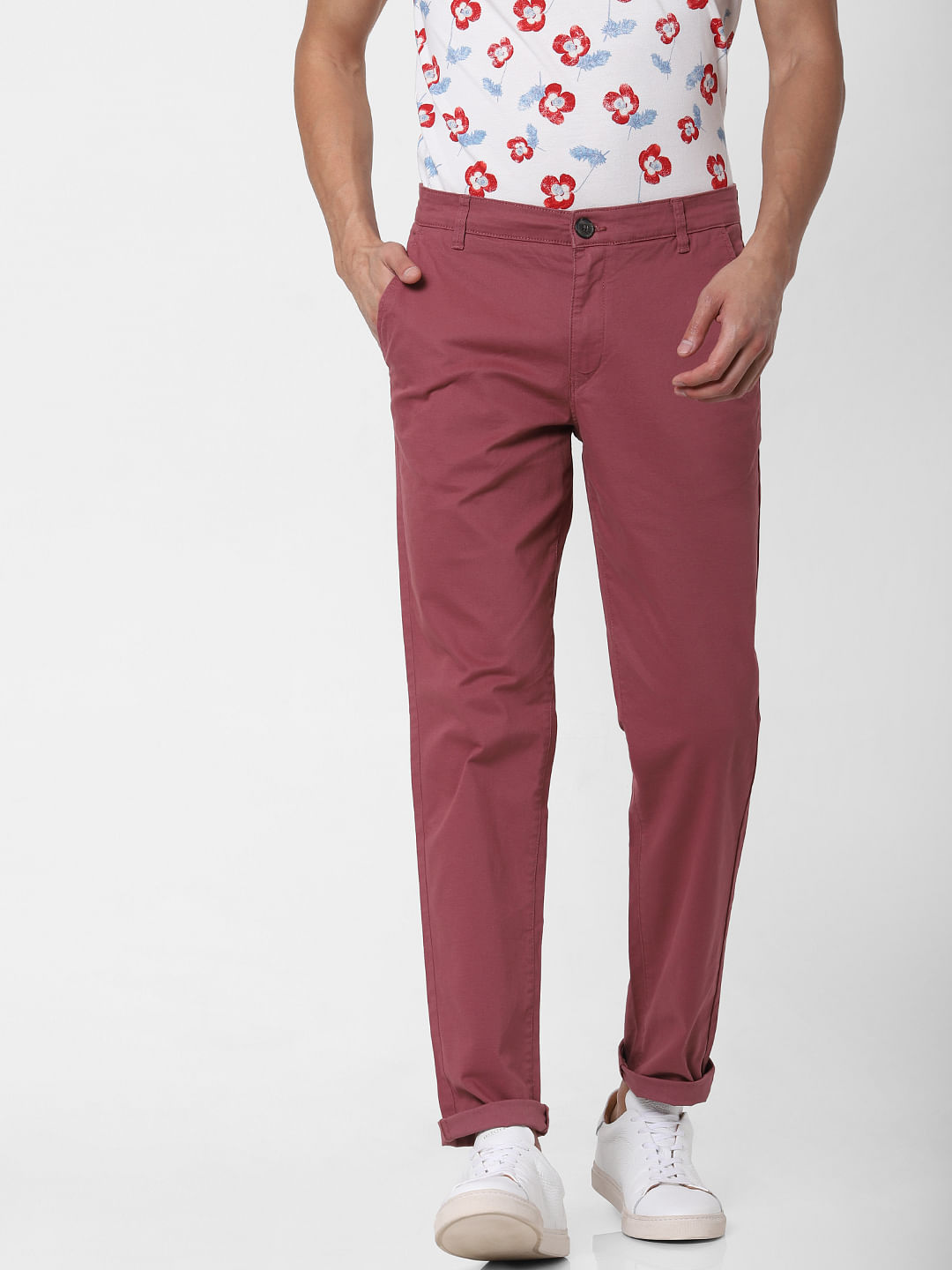 pink slim fit chinos