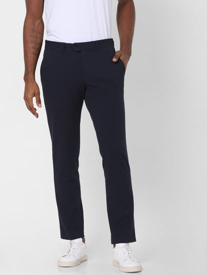 Navy Blue Slim Fit Formal Trousers
