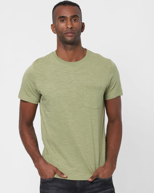 Green Chest Pocket Crew Neck T-shirt