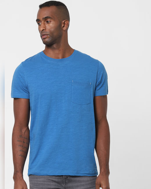 Blue Chest Pocket Crew Neck T-shirt