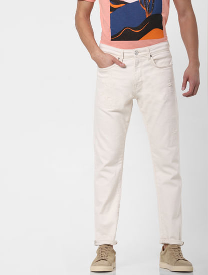 White Faded Toby Tapered Fit Jeans