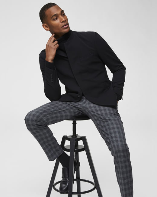 Grey Checks Slim Fit Formal Trousers
