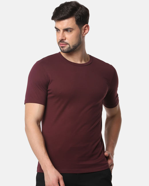Burgundy Slim Fit Crew Neck T-Shirt
