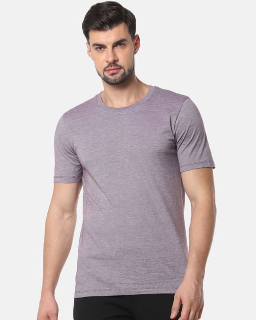 Light Purple Slim Fit Crew Neck T-Shirt