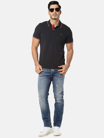 Black Slim Fit Polo T-Shirt