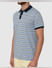 Blue Striped Slim Fit Polo T-Shirt