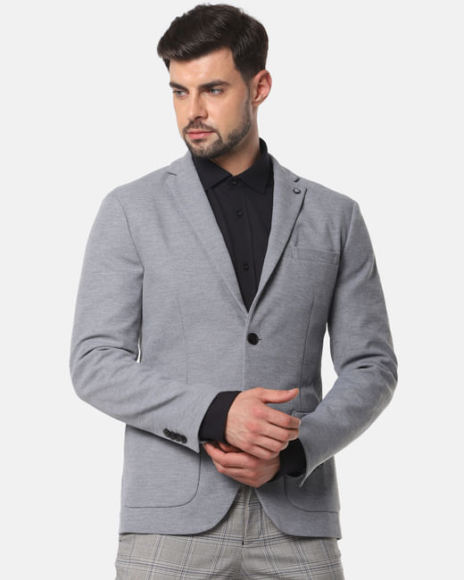 Grey Slim Fit Formal Blazer