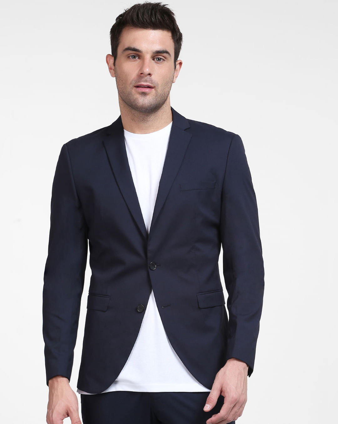 Slim Fit Two Toned Tailored Blazer - Blue, Blazers