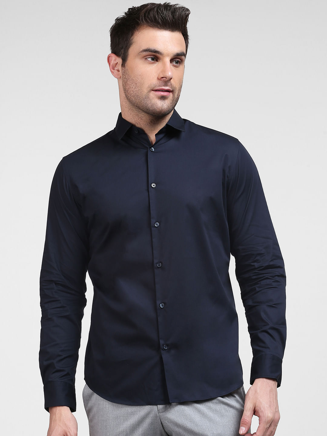 Buy Navy Blue Formal Full Sleeves Shirt for Men Online at SELECTED