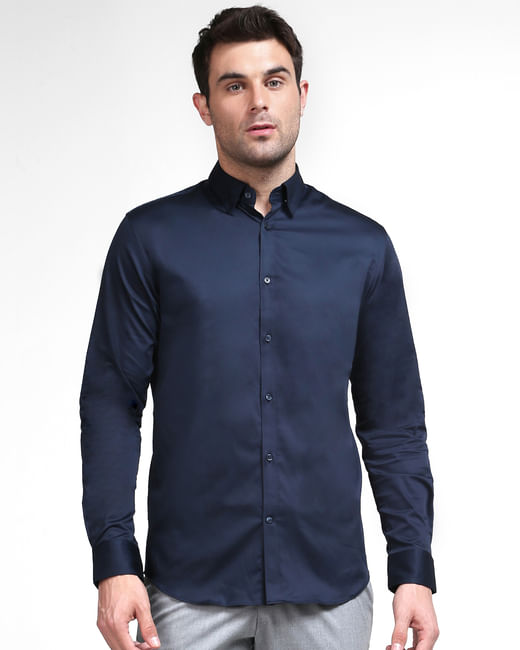 Buy Navy Blue Full Sleeves Shirt for Men Online at SELECTED HOMME ...