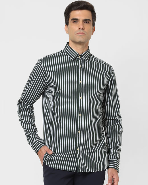 Monochrome Striped Full Sleeves Shirt