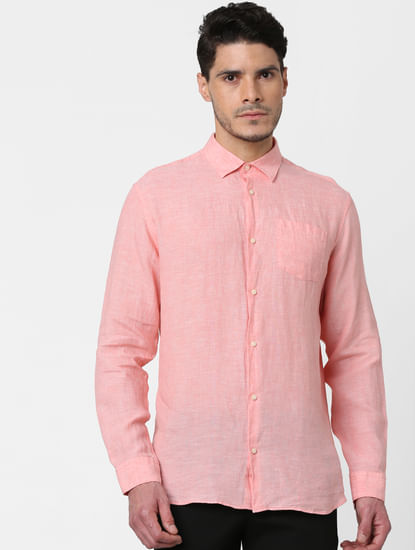 Pink Full Sleeves Linen Shirt