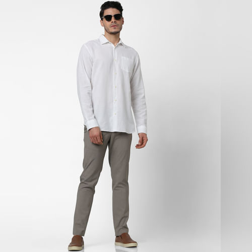 BESTSELLER CLOTHING White Full Sleeves Linen Shirt