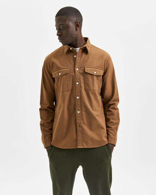 Brown Full Sleeves Solid Shirt