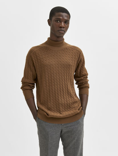 Brown Organic Cotton Textured Pullover