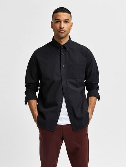 Black Organic Cotton Full Sleeves Shirt