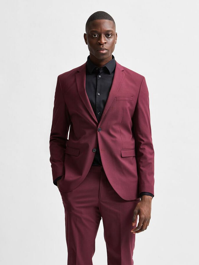 dark red slim fit suit