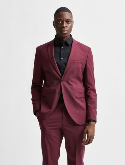 Maroon Slim Fit Suit Blazer