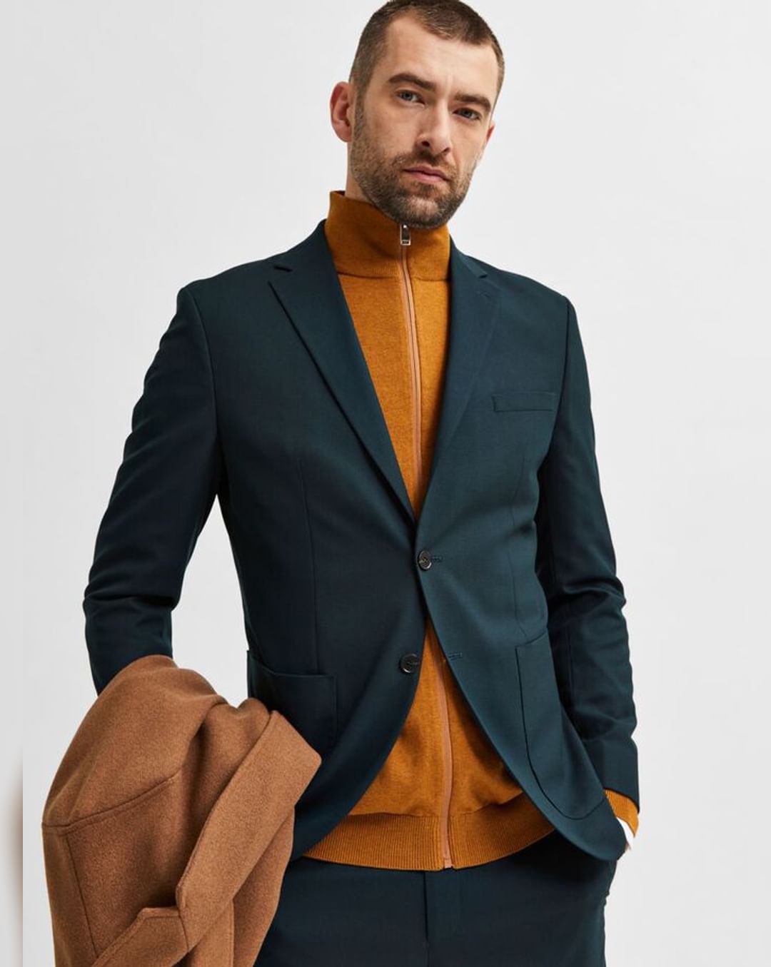 SELECTED HOMME Dark Green Formal Suit Blazer