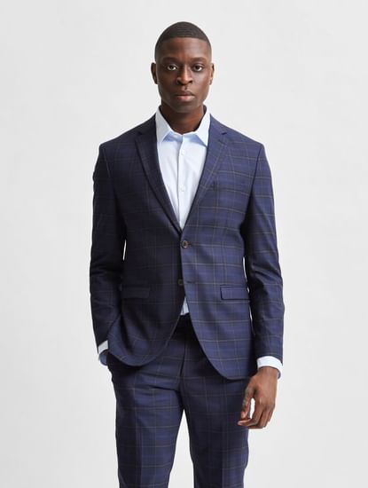 Blue Check Formal Suit Blazer 