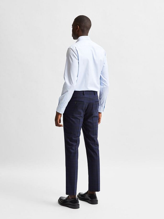 DENNISON Men Navy Blue Smart Tapered Fit Self Design Regular Trousers –  dennisonfashionindia