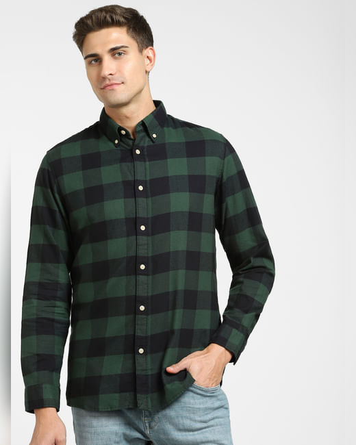 GREEN FLANNEL CHECKED FULL SLEEVES SHIRT