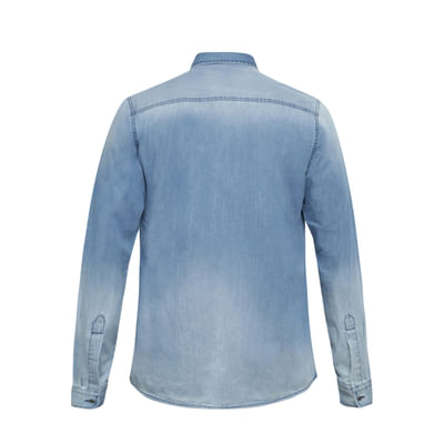 Blue Pintuck Detailing Faded Denim Shirt