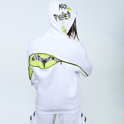 White Graphic Placement Print Hooded Sweatshirt