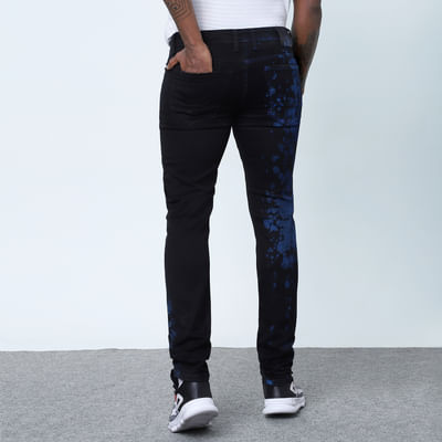 Black Mid Rise Abstract Print Ben Skinny Jeans 