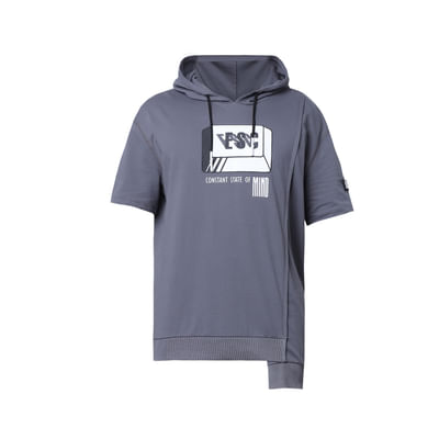 Grey Graphic Print Hooded Sweatshirt