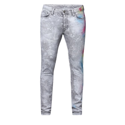 Grey Mid Rise Abstract Print Ben Skinny Jeans 