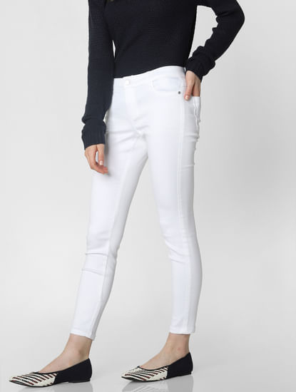 White Mid Rise Skinny Fit Jeggings