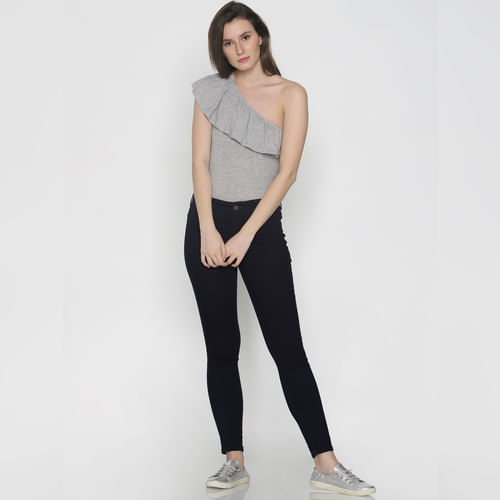 Dark Blue Mid Rise Skinny Fit Jeans