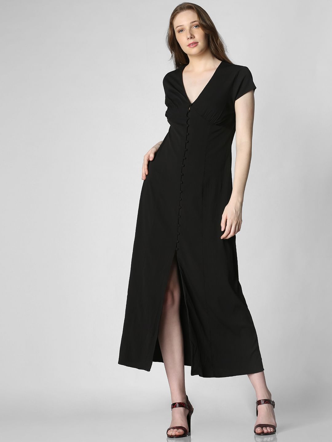 front slit midi dress