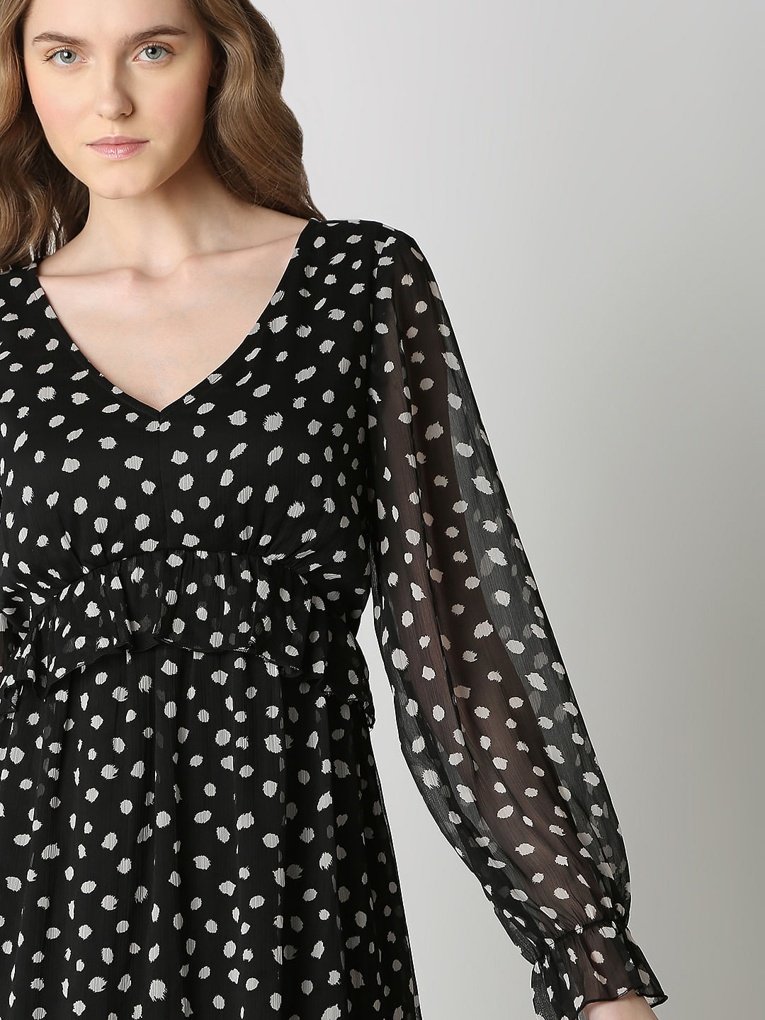 Black Polka Dot Midi Dress