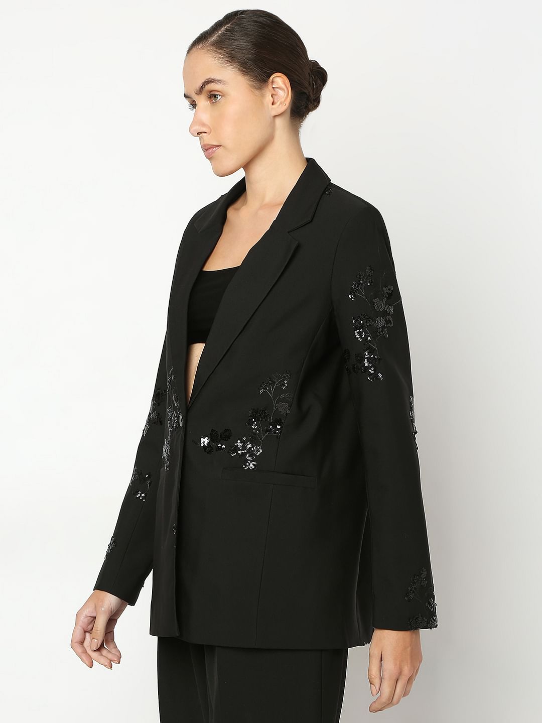 BLACK SQUIENS EMBELLISHED BLAZER