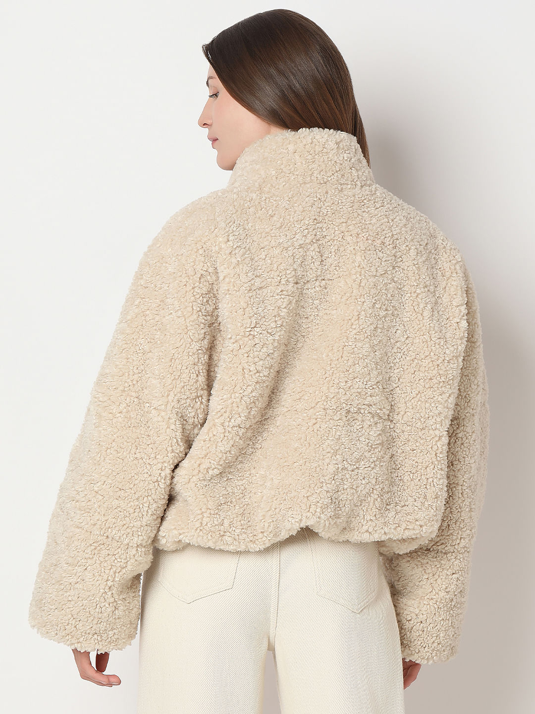 BEIGE SHORT TEDDY JACKET BEIGE SHORT TEDDY JACKET