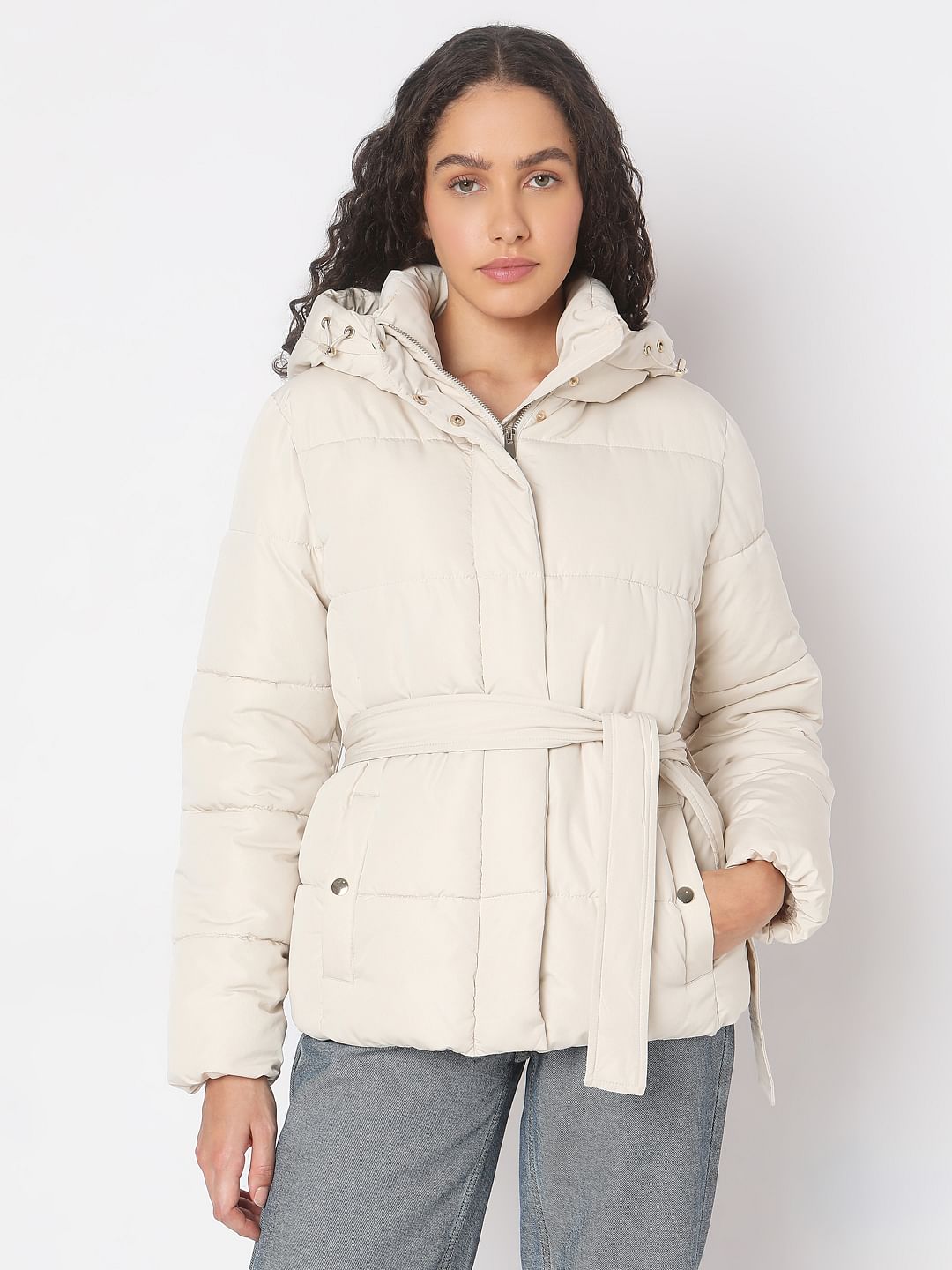 Cream hooded puffer online