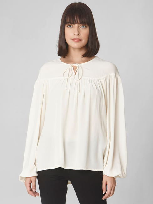 Off White Peasant Top