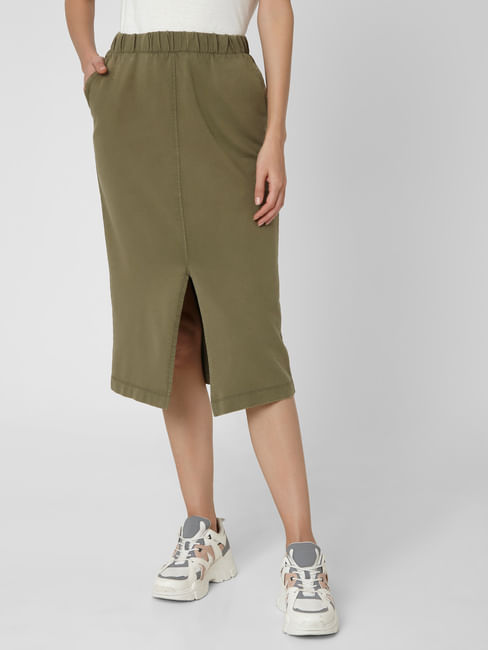 Brown High Waist Pencil Skirt