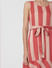 Pink Striped Belted Midi Dress